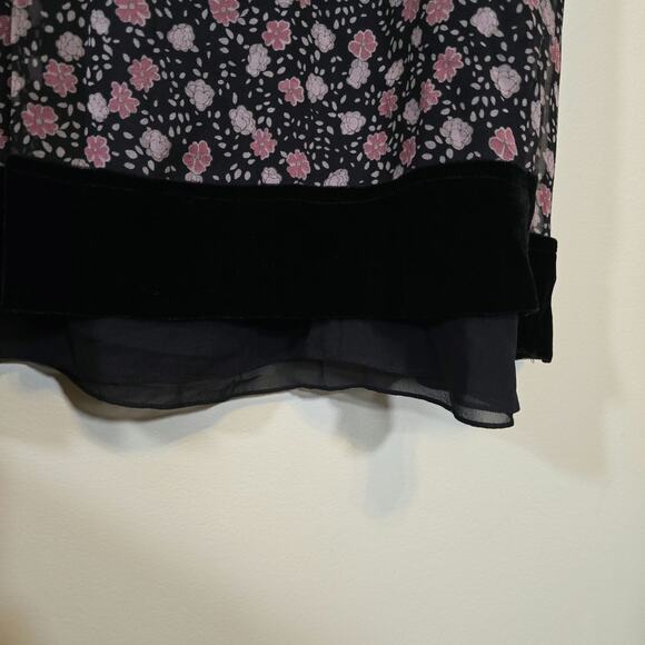 Cynthia Steffe Women's Silk Floral Fit and Flare Dress with Velvet Trim Size 4 - Picture 6 of 9